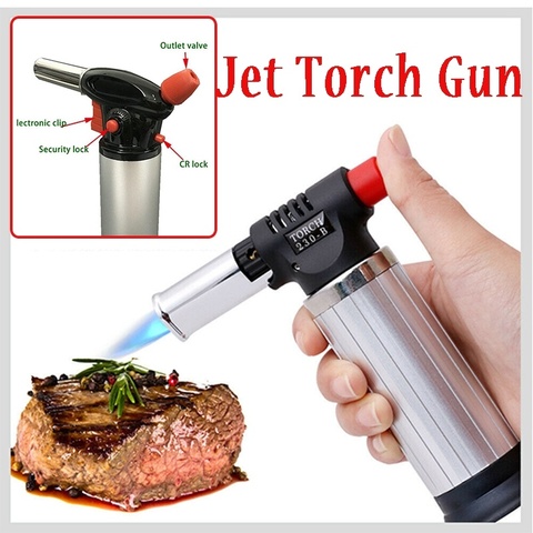 Outdoor Camping Jet Torch Gun Lighter Welding Butane Burner Flame Portable Kitchen Baking Barbecue Camping Equipment Accessories ► Photo 1/5