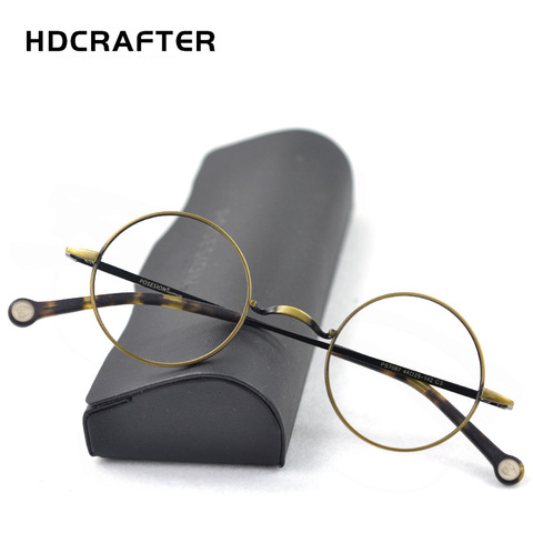 HDCRAFTER 13.5g Light New Vintage Round Men Metal Reading Glasses Frame Prescription Optical Eyewear Frames Clear Lens For Women ► Photo 1/6