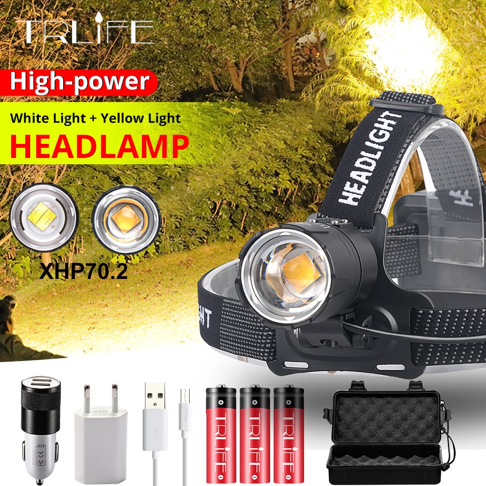 LED Super Bright Head Torch Headlight USB-Rechargeable Headlamp Fish Light Torch