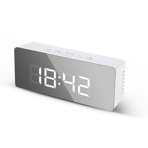 Digital Alarm Clock Mirror LED Night Lights Thermometer Wall Clock Lamp Square Rectangle Multi-function Desk Clocks USB/AAA ► Photo 1/6