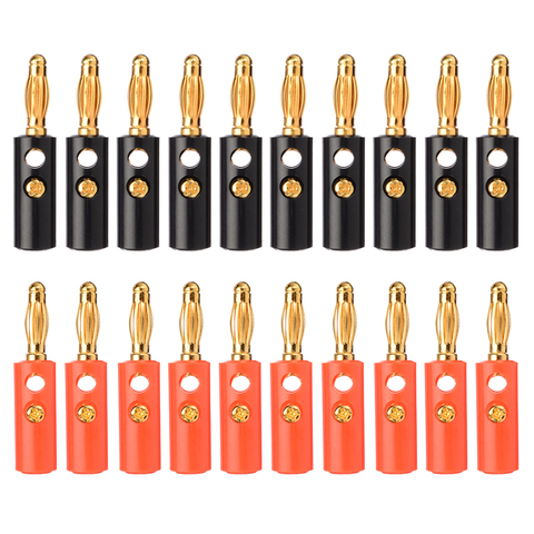 20pcs 4mm Black Red Speaker Banana Connector Gold Plated Audio Speaker Wire Cable Horn Speakers Banana Plug Adapter ► Photo 1/6