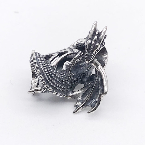 925 Sterling Silver Ice Fire Dragon Charm Bead Fit European Bracelet Jewelry ► Photo 1/6