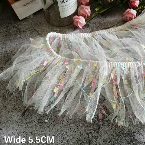 5.5CM Wide Luxury White Mesh Tassel Embroidered 3d Lace Trim Guipure Lace Fabric Fringe Trim Wedding DIY Sewing Decor Suppplies ► Photo 1/5