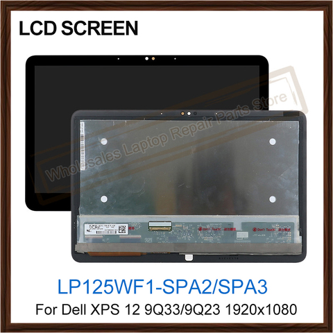 Laptop LCD Screen For Dell XPS 12 9Q33 lp125wf1-spa3 9Q23 LP125WF1-SP A2 touch digitizer LCD Display screen 1920x1080 ► Photo 1/5