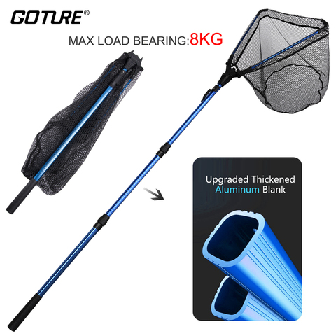 Goture Folding Fishing Landing Net 1.02M 1.65M 2.2M Rubber Network