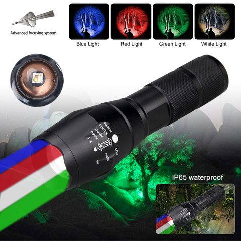 XM-L RGBW 4 in 1 LED Tactical Flashlight Zoomable Weapon Light Remote Switch Hunting Rifle Scope Airsoft Mount Scout Lights Set ► Photo 1/1