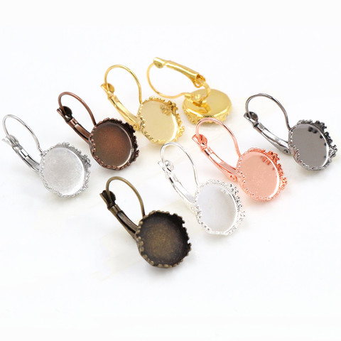 12mm 10pcs 7 Colors Plated Crown Style Earring Studs,Earrings Blank/Base,Fit 12mm Glass Cabochons,Buttons ► Photo 1/6