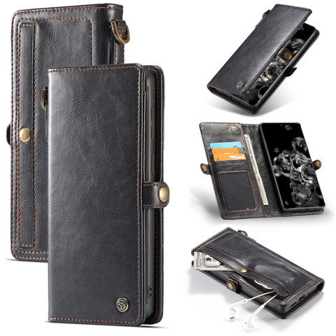 Leather Case for Samsung Galaxy S20 Ultra 5G S10 S9 S8 Plus Note 10 9,CaseMe Retro Purse Luxury Magneti Card Holder Wallet Cover ► Photo 1/6