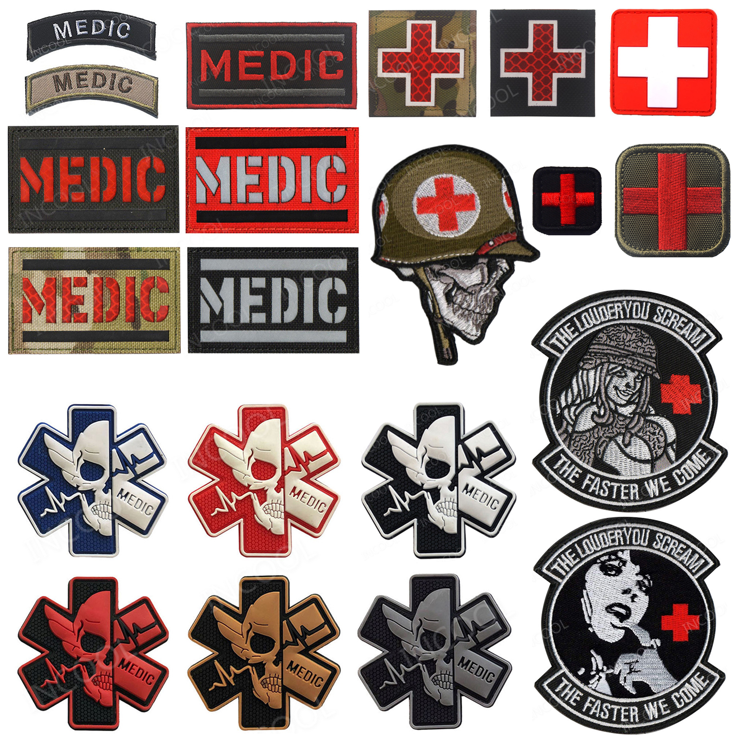 MEDIC Embroidered Patches Skull Tactical Military Patches