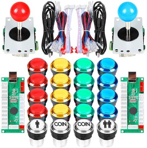 2 Player Arcade DIY Kit USB Encoder to PC Joystick Games 5V LED Lit Push Buttons For Raspberry Pi 1 2 3 3B Mame Fighting Stick ► Photo 1/6