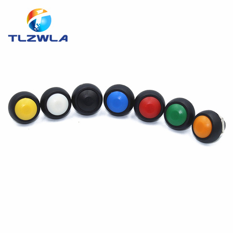 100pcs DIY Mini 12mm Momentary Waterproof Push Button Switch Horn Blue White Green Red Yellow Black 1A 250V Self-reset ► Photo 1/6