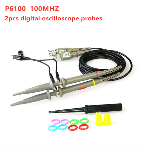 New 1X 10X 100MHz Alligator Clip Test Probe Accessories P6100 2Pcs High Precision Oscilloscope Probe Test line probe ► Photo 1/6