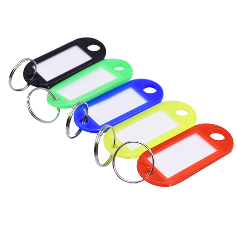 50pcs/lot Colorful Plastic Keychain Key Tags Distinguish Keys ID Label Split Ring Keyring Practical Home Supplies (Random Color) ► Photo 1/6