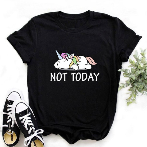 Women's Fashion Not Today T-Shirt Harajuku Kawaii Tshirt Lovely Cartoon Female Printed Casual T Shirt Cute Casual Tops,Drop Ship ► Photo 1/6