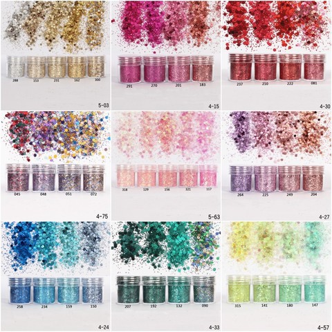Nail Art Glitter 3D MIX Color Nail Glitter Powder Sequins Powder Confetti Nail Sequin Lentejuelas Para Manualidades 5boxes/Set ► Photo 1/6