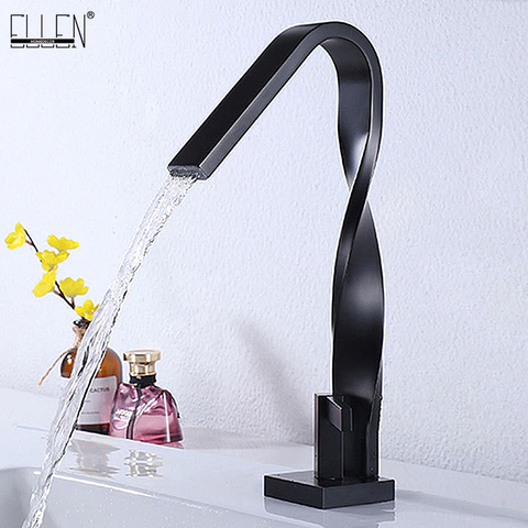 Bathroom Basin Sink Tall Faucet Hot and Cold Waterfall Mixer Tap Deck Mounted Chrome Finished Advanced Faucets ELF1110C ► Photo 1/6