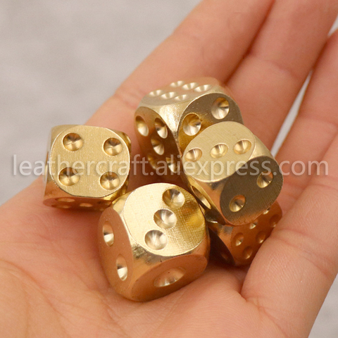 1pcs Solid Brass Bar Games Dice Manual Polishing Six Sided Home Bar Party Supplies 2 Sizes 13mm/ 15mm ► Photo 1/5