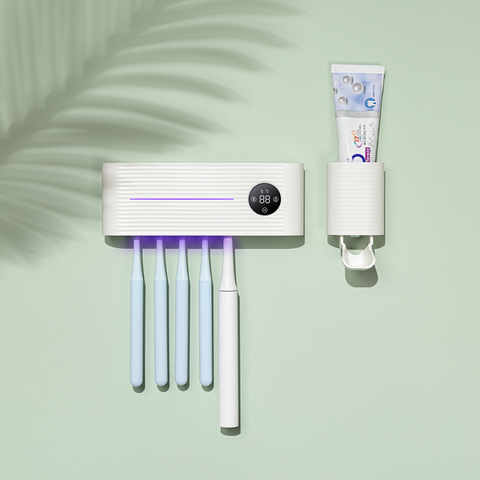 Youpin Antibacteria UV Ultraviolet Toothbrush Holder Sterilizer Automatic Toothpaste Dispenser Squeezer Bathroom Accessories Set ► Photo 1/6
