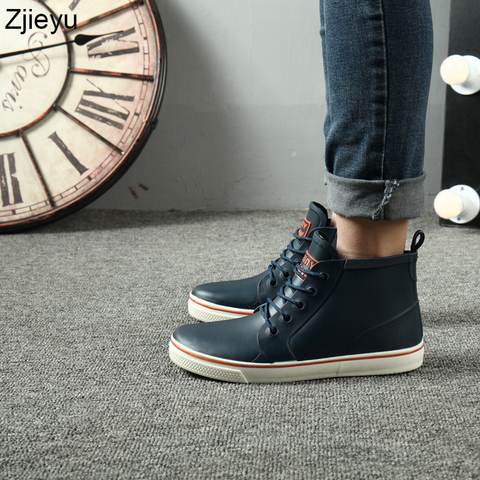 Rain Boots Men Lace  Rubber Sole Galoshes Fishing Boots Short Gumboots Rubber Rainboots Man Bot Garden Boots Men Lovers Shoes ► Photo 1/6
