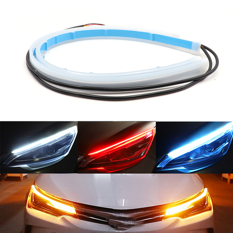 2X Waterproof Flexible Universal Car LED DRL Daytime Running Light Flow Runs Auto Headlight Strip Brake Turn Signal Lamp ► Photo 1/6