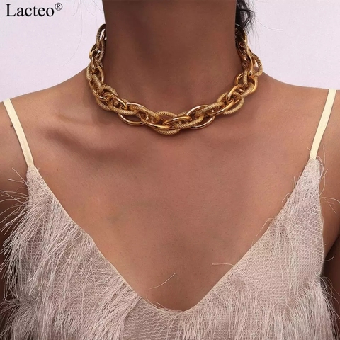 Chunky Gold Choker Necklace Women  Metal Thick Chain Choker Necklace -  Punk Metal - Aliexpress