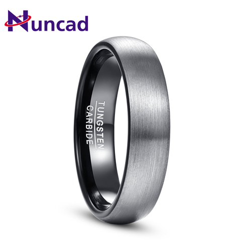 Nuncad 4mm 6mm Ring Brushed Finish Wedding Band Comfort Fit Dome Matte Inner Rings Black Tungsten Carbide Ring T165R T154R ► Photo 1/6
