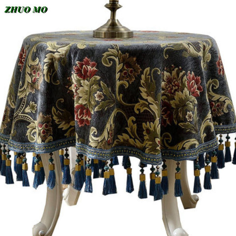 ZHUO MO Luxury Embroidery table cloth round With Tassel for home Party Banquet Hotel Restaurant Wedding Decor square Table Decor ► Photo 1/6