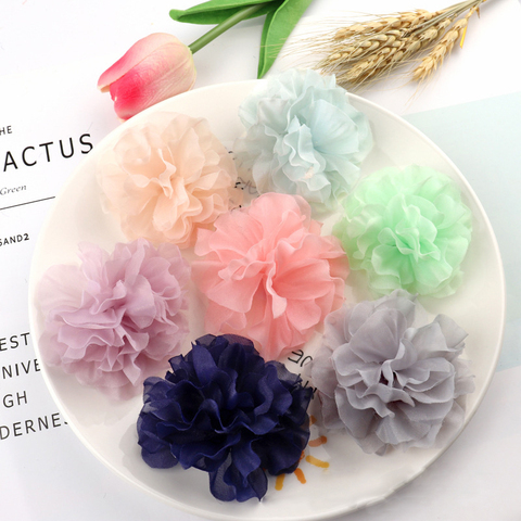 5PCS /33 Colors Mini Chiffon Fabric Flower For Wedding Invitation Artificial Flowers For Dress Decoration ► Photo 1/6