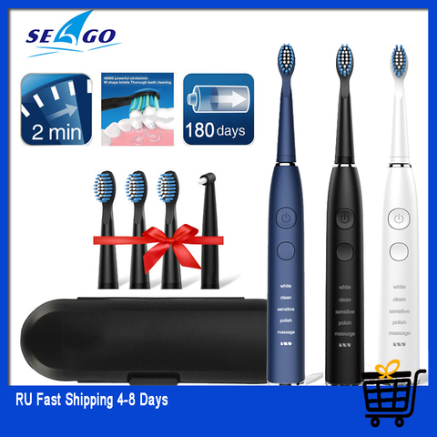 Seago Sonic Electric Toothbrush SG-575 Adult Timer Brush 5 Mode Usb Rechargeable Tooth Brushes Replacement Heads and Travel Box ► Photo 1/6