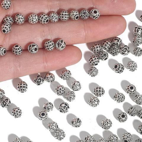 New Fashion 20pcs/lot 6mm Antique Silver Plated Hollow Zinc Alloy Beads New Charms For DIY Necklace Bracelet Jewelry Making ► Photo 1/1