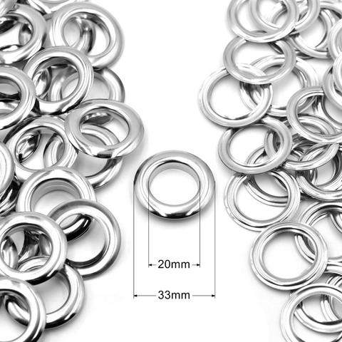 KALASO 10sets 20mm Pure Brass Material Big Size Silver Grommet Eyelet With Washer Fit Leather DIY Craft Shoes Belt Cap ► Photo 1/6