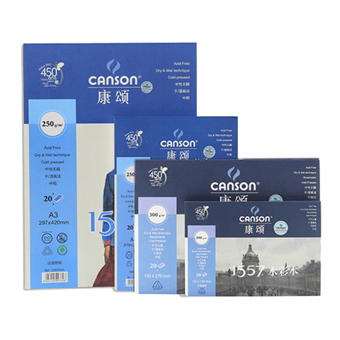 CANSON Professional Watercolor Book/Pad/Paper 8/16/32K A3/A4/A5 180/200/250/300g/m² Art Drawing Watercolor Paper Stationery 1557 ► Photo 1/1