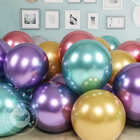 20-30pcs/lot chrome metal balloon large latex balloons gold silver green birthday party wedding garland decor helium balloon ► Photo 1/6