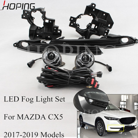 High Quality 1 Set Car Styling LED Fog Light Assembly KIt For MAZDA CX5 CX-5 LED Fog Lamp MOtification Harness Set ► Photo 1/6