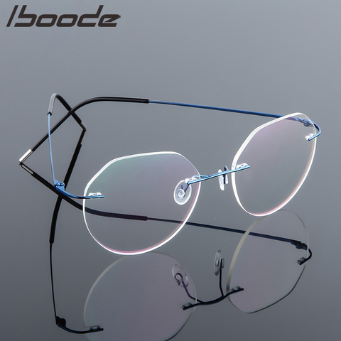 Iboode Ultralight Eyeglasses Frames Memory Titanium Rimless Reading Glasses Men & Women Presbyopic Eyeglasses Brand Design 2022 ► Photo 1/6