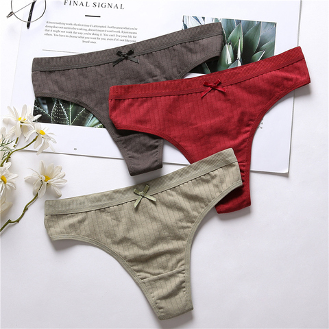 3Pcs/Lot Women's Cotton G-String Thong Panties String Underwear