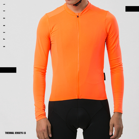 SPEXCEL 2022 Bright orange Pro aero 2 Brushing  thermal fleece cycling jersey long sleeve winter with Seamless cuff men & women ► Photo 1/6