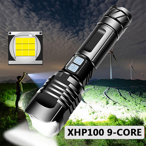 XHP100 9-core High Quality Powerful Tactical Led Flashlight XHP70.2 Zoomable Torch Usb Rechargeable 18650 26650 Battey Lantern ► Photo 1/6