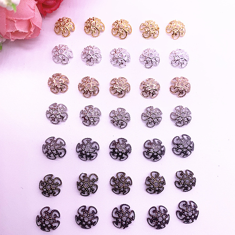 150pcs/lot 8/10mm Silver Gold Plated Hollow Flower Petal End Spacer Beads Caps Charms Bead For Jewelry Making Accessories ► Photo 1/6