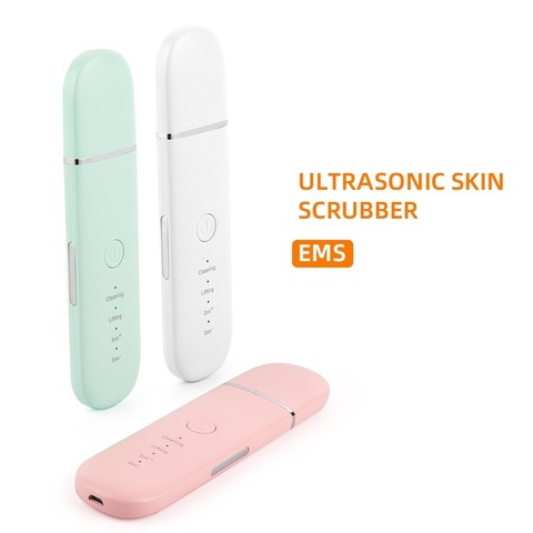 Rechargeable Ultrasonic EMS Skin Scrubber Facial Care Ultrasound Blackhead Removal Face Peeling Extractor Pore Spots Cleaner ► Photo 1/6