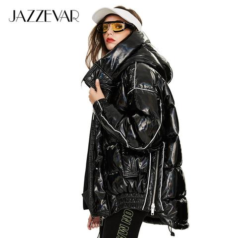JAZZEVAR Women's New Fashion Thick Down Jackets Female Oversized Outerwear High Quality Coat Hooded bling Sliver Winter Jacket ► Photo 1/6