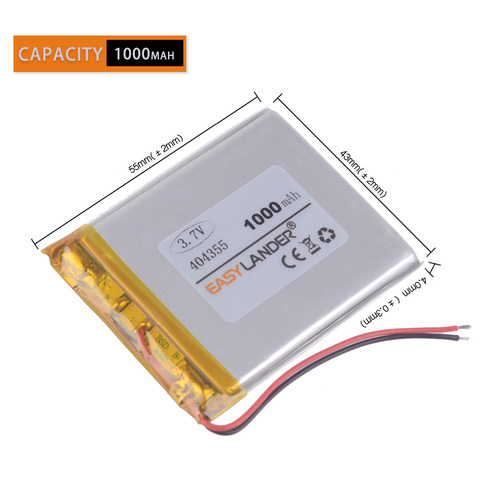 lithium polymer battery 3.7v 404355 1000mAh For mp3 mp4 speaker DVR GPS small toys smart watch navigator batteries ► Photo 1/4