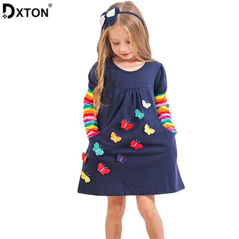 DXTON 2022 New Girls Dresses Long Sleeve Baby Girls Winter Dresses Kids Cotton Clothing Casual Dresses for 2-8 Years Children ► Photo 1/6