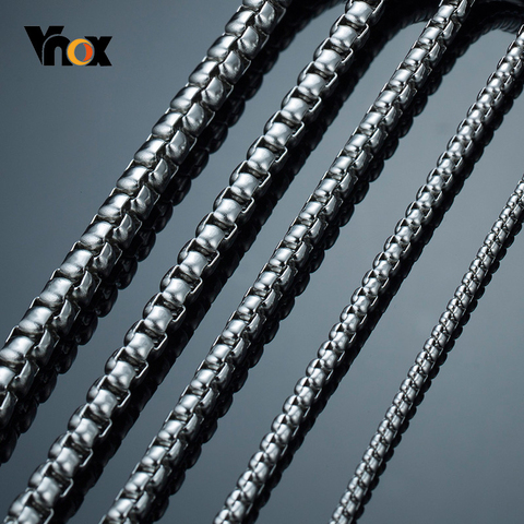 Vnox Simple 3-7mm Wide Square Rolo Round Box Chain Necklaces for Men Women Stainless Steel Jewelry 45/50/55/60/66/70cm Length ► Photo 1/6