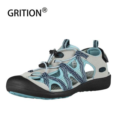 GRITION Women Sandals Flat Casual Outdoor Toecap Protective Trekking Non-slip Shoes Comfort Wear-risistant Fashion Beach Sandals ► Photo 1/6