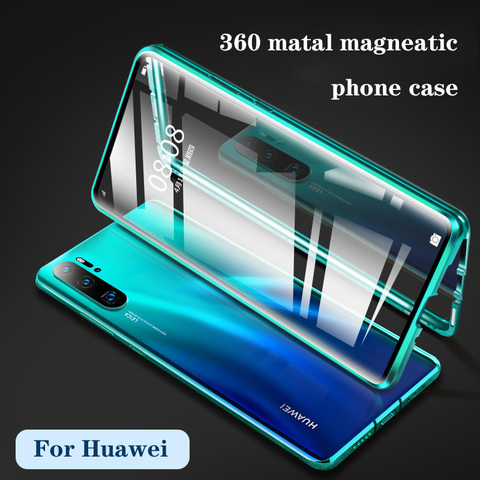 360 Magnetic Metal Case For Huawei Mate 30 20 P40 30 20 Pro Lite Double Side Glass For Honor 10 20 30 9X Pro 8X Nova 7 5 6 Cover ► Photo 1/6