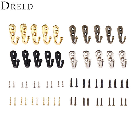 DRELD 5Pcs Wall Hanger Curved Buckle Horn Lock Clasp Hook Zinc Alloy Door Wall Hooks Hanger Black/Gold/Silver/Bronze w/Screws ► Photo 1/6