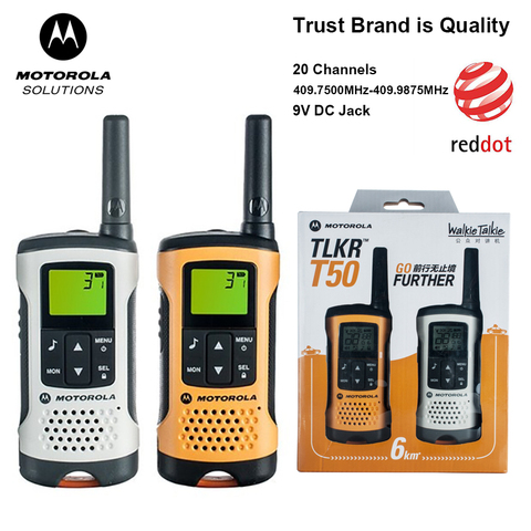 Motorola TLKR T50 Walkie Talkie with 20 Channels 6KM Distance Outdoor Walkie Talkie Support Ni-MH Battery & AAA Battery ► Photo 1/5