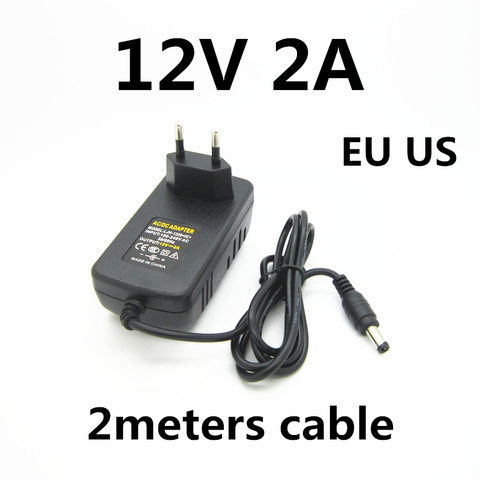 2M 2 meters cable AC 100-240V 12v 2a 2000ma charger power supply power adapter 12 V Volt for LED strip CCTV Camera EU US PLUG ► Photo 1/1