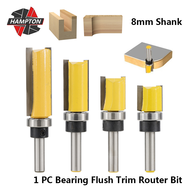 8mm Shank Router Bit Woodworking Flush Trim Bearing Carbide Milling Cutter Tool 